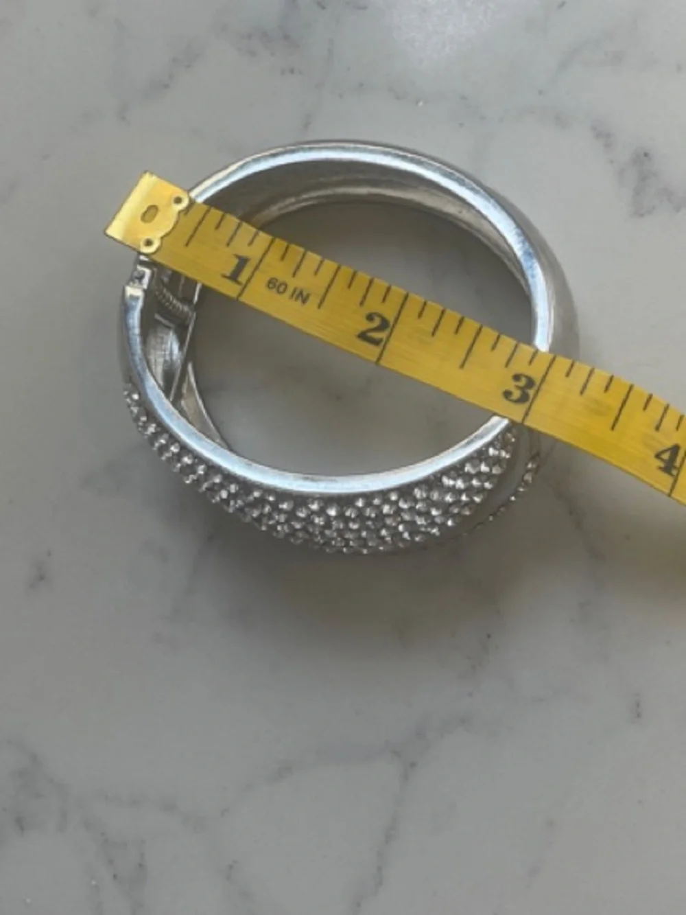 Crystal-Embellished Silver Statement Cuff Bracelet